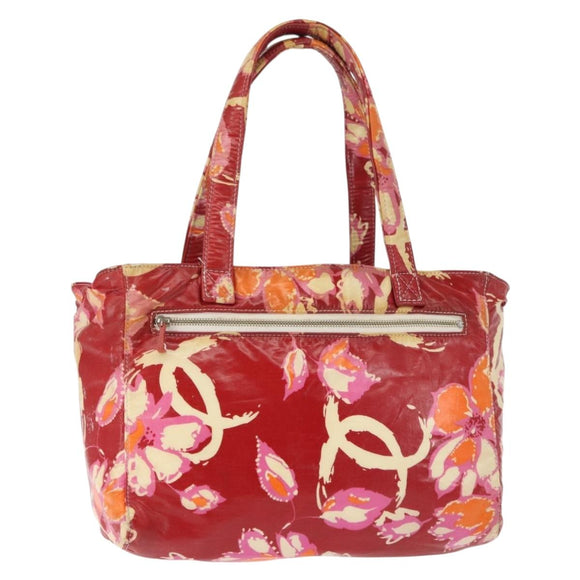 CHANEL High Summer Tote Bag Coated Canvas Red CC Auth bs29931