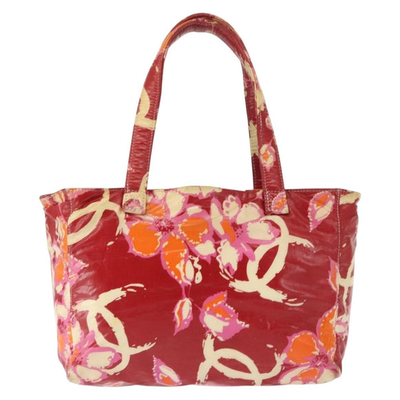 CHANEL High Summer Tote Bag Coated Canvas Red CC Auth bs29931