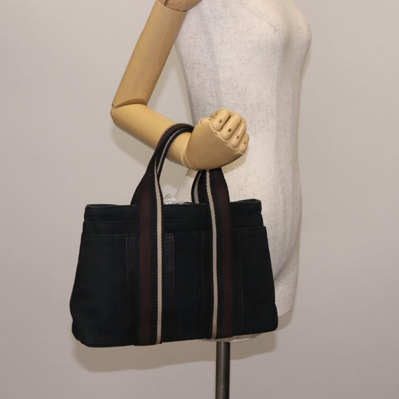 HERMES Toroca Horizontal PM Hand Bag Canvas Black Auth bs29932