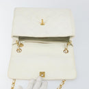 CHANEL Matelasse Chain Shoulder Bag Lamb Skin White Gold CC Auth bs29933-9