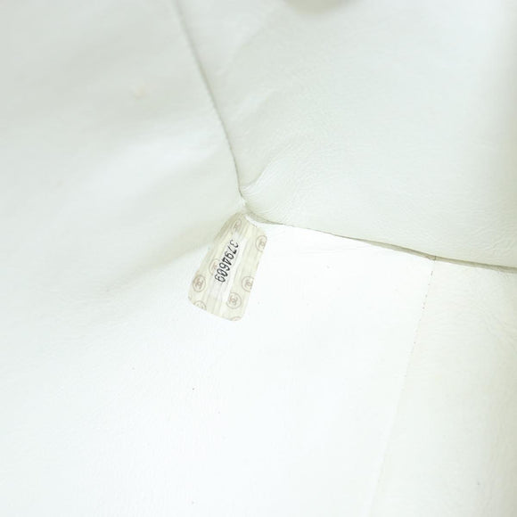 CHANEL Matelasse Chain Shoulder Bag Lamb Skin White Gold CC Auth bs29933