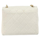 CHANEL Matelasse Chain Shoulder Bag Lamb Skin White Gold CC Auth bs29933-2