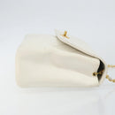 CHANEL Matelasse Chain Shoulder Bag Lamb Skin White Gold CC Auth bs29933-3