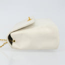 CHANEL Matelasse Chain Shoulder Bag Lamb Skin White Gold CC Auth bs29933-4