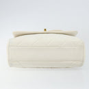 CHANEL Matelasse Chain Shoulder Bag Lamb Skin White Gold CC Auth bs29933-5