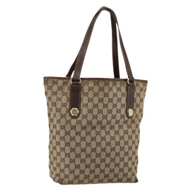 GUCCI GG Canvas Tote Bag Beige Gold 153009 Auth bs29934