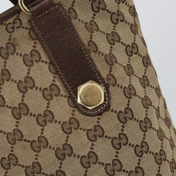 GUCCI GG Canvas Tote Bag Beige Gold 153009 Auth bs29934
