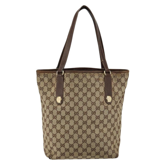 GUCCI GG Canvas Tote Bag Beige Gold 153009 Auth bs29934
