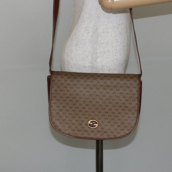 GUCCI Micro GG Supreme Shoulder Bag PVC Brown Gold 004 113 0363 Auth bs29936