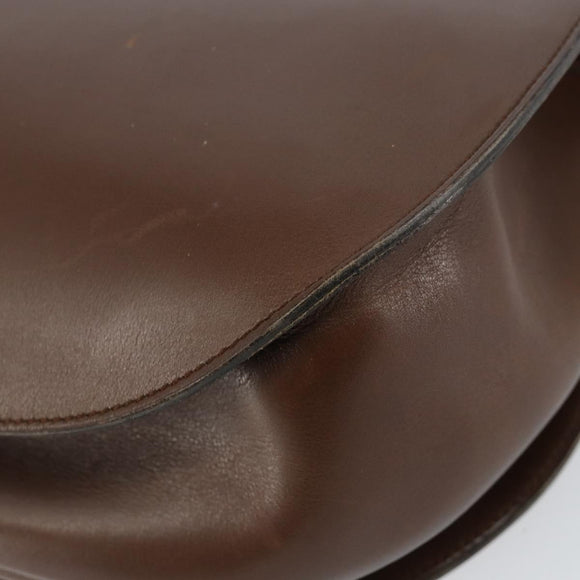 Christian Dior Shoulder Bag Leather Brown Gold Auth bs29937