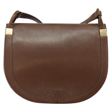 Christian Dior Shoulder Bag Leather Brown Gold Auth bs29937 - 0