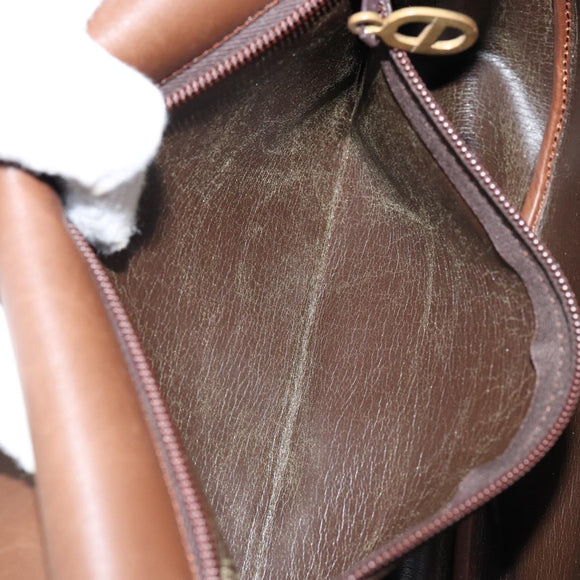 Christian Dior Shoulder Bag Leather Brown Gold Auth bs29937