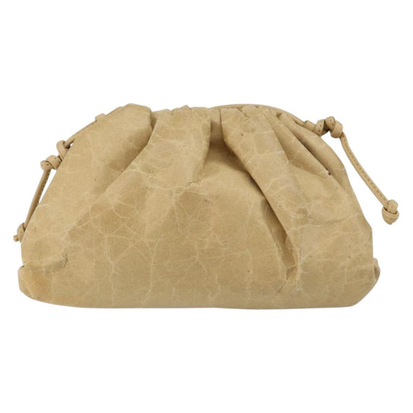BOTTEGA VENETA The Pouch Shoulder Bag Leather Beige Auth bs29939