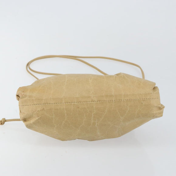 BOTTEGA VENETA The Pouch Shoulder Bag Leather Beige Auth bs29939