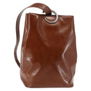 CARTIER PANTHERE Shoulder Bag Patent leather Brown Silver Auth bs29942-1