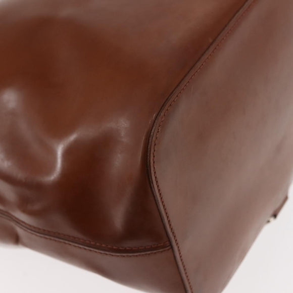 CARTIER PANTHERE Shoulder Bag Patent leather Brown Silver Auth bs29942