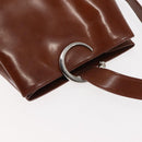 CARTIER PANTHERE Shoulder Bag Patent leather Brown Silver Auth bs29942-6