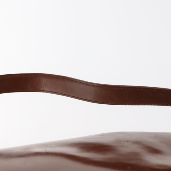 CARTIER PANTHERE Shoulder Bag Patent leather Brown Silver Auth bs29942