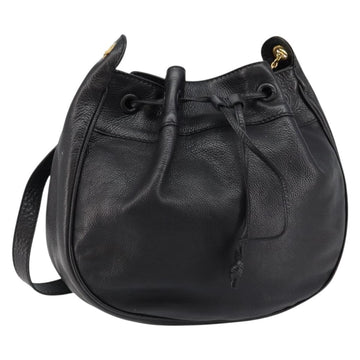 BOTTEGA VENETA Shoulder Bag Leather Black Gold Auth bs29943