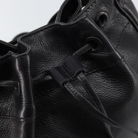 BOTTEGA VENETA Shoulder Bag Leather Black Gold Auth bs29943