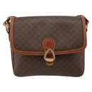 CELINE Macadam Canvas Shoulder Bag PVC Leather Brown Gold Auth bs29950-13