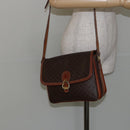 CELINE Macadam Canvas Shoulder Bag PVC Leather Brown Gold Auth bs29950-24