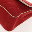 CHANEL V Stitch Flap Chain Shoulder Bag Cotton Red Silver CC Auth bs29952V-16