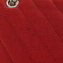 CHANEL V Stitch Flap Chain Shoulder Bag Cotton Red Silver CC Auth bs29952V-9
