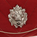 CHANEL V Stitch Flap Chain Shoulder Bag Cotton Red Silver CC Auth bs29952V-19