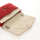 CHANEL V Stitch Flap Chain Shoulder Bag Cotton Red Silver CC Auth bs29952V-10