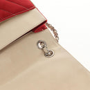 CHANEL V Stitch Flap Chain Shoulder Bag Cotton Red Silver CC Auth bs29952V-20