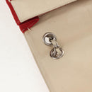 CHANEL V Stitch Flap Chain Shoulder Bag Cotton Red Silver CC Auth bs29952V-22