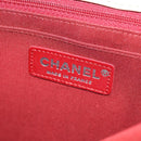 CHANEL V Stitch Flap Chain Shoulder Bag Cotton Red Silver CC Auth bs29952V-23
