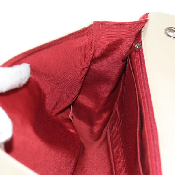 CHANEL V Stitch Flap Chain Shoulder Bag Cotton Red Silver CC Auth bs29952V