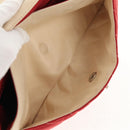 CHANEL V Stitch Flap Chain Shoulder Bag Cotton Red Silver CC Auth bs29952V-27