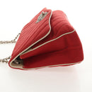 CHANEL V Stitch Flap Chain Shoulder Bag Cotton Red Silver CC Auth bs29952V-3