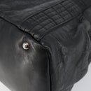 CHANEL Embossed Logo Unlimited Boston Bag Leather Black Silver CC Auth bs29953-16