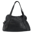 CHANEL Embossed Logo Unlimited Boston Bag Leather Black Silver CC Auth bs29953-13