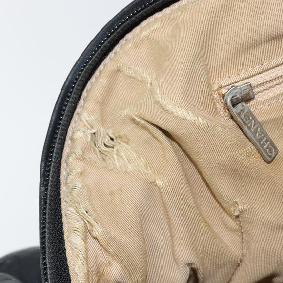 CHANEL Embossed Logo Unlimited Boston Bag Leather Black Silver CC Auth bs29953