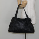 CHANEL Embossed Logo Unlimited Boston Bag Leather Black Silver CC Auth bs29953-23