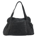 CHANEL Embossed Logo Unlimited Boston Bag Leather Black Silver CC Auth bs29953-2