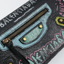 BALENCIAGA Continental Graffiti Wallet Leather Black Gold 164471 Auth bs29956-18