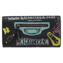 BALENCIAGA Continental Graffiti Wallet Leather Black Gold 164471 Auth bs29956-13