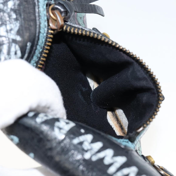 BALENCIAGA Continental Graffiti Wallet Leather Black Gold 164471 Auth bs29956