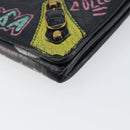 BALENCIAGA Continental Graffiti Wallet Leather Black Gold 164471 Auth bs29956-7