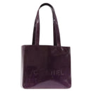 CHANEL Tote Bag Patent leather Purple Gold CC Auth bs29957-1