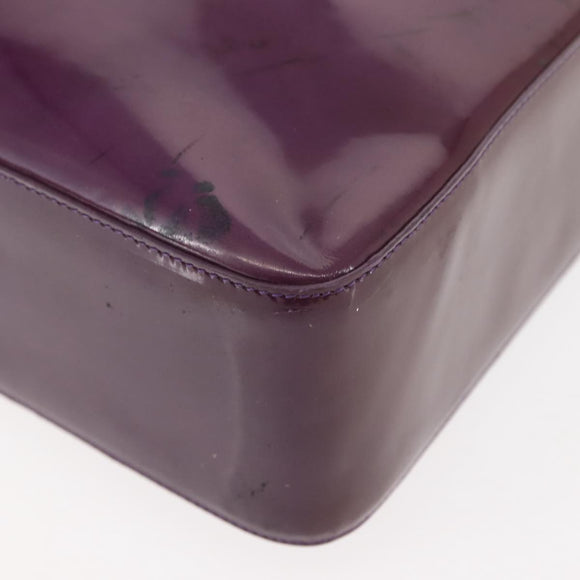 CHANEL Tote Bag Patent leather Purple Gold CC Auth bs29957