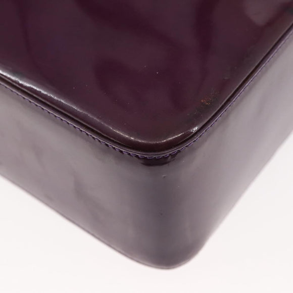 CHANEL Tote Bag Patent leather Purple Gold CC Auth bs29957