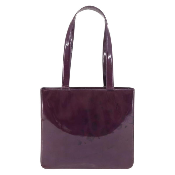 CHANEL Tote Bag Patent leather Purple Gold CC Auth bs29957