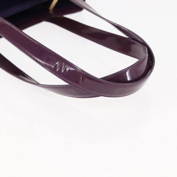 CHANEL Tote Bag Patent leather Purple Gold CC Auth bs29957